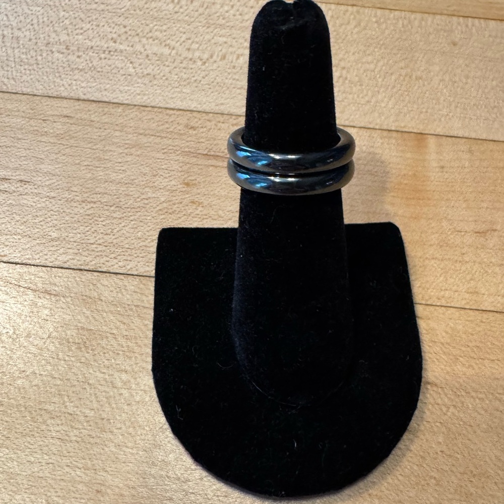 Two Black Hematite Band Rings